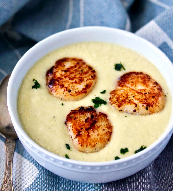 Fresh Corn Soup with Seared Scallops - Karen's Kitchen Stories - Welcome to Friday! Friday! Friday! Favorites! Each Friday we'll be sharing our favorite recipes of the week from other fabulous food bloggers, so make sure to visit and see what tasty over-the-top dishes we're most excited about.