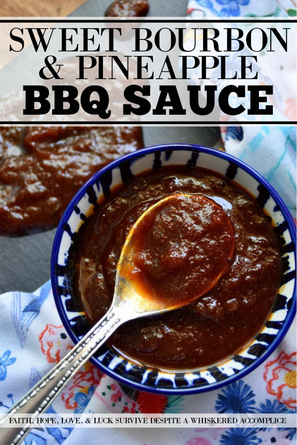 Sweet Bourbon & Pineapple BBQ Sauce - Why buy store-bought barbecue sauce when you can make your own? Especially when it tastes as amazing as this homemade sweet bourbon and pineapple barbecue sauce. It's sweet, flavorful, and just spicy enough to complement anything you choose to BBQ. So, get that grill ready folks, because things are about to get crazy-yummy.