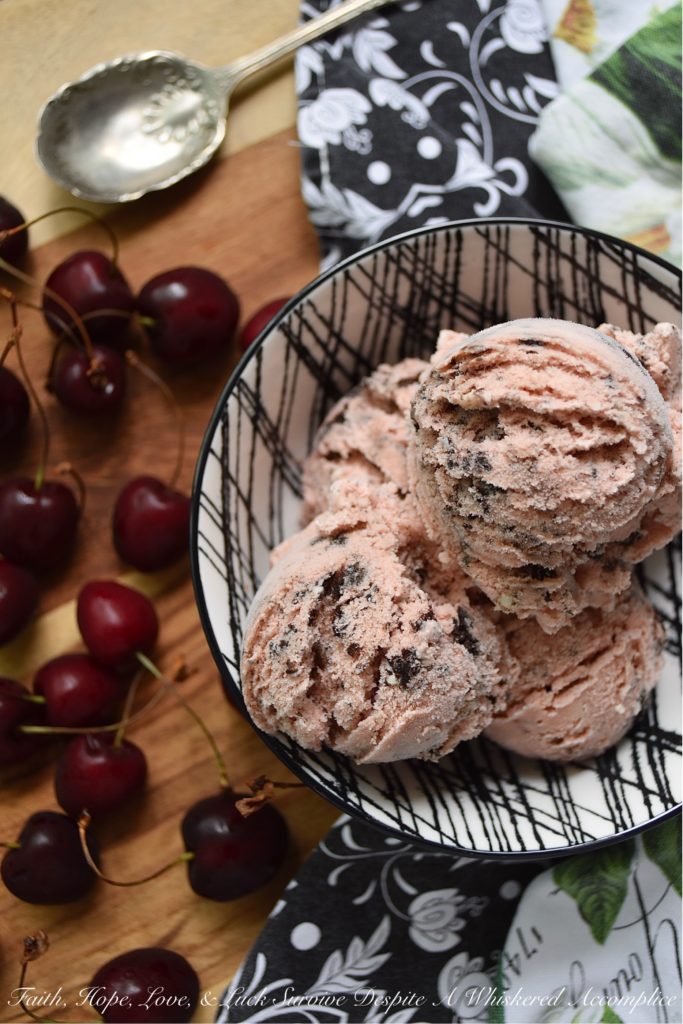 Crushed Oreo Summer Cherry Ice Cream - What's better than cherry ice cream on a hot summer's day? Cherry ice cream, made with fresh sweet cherries and crushed Oreo cookies mixed in. If you love Oreo cookies and you absolutely drool over cherry ice cream, then this is definitely the summer dessert for you.
