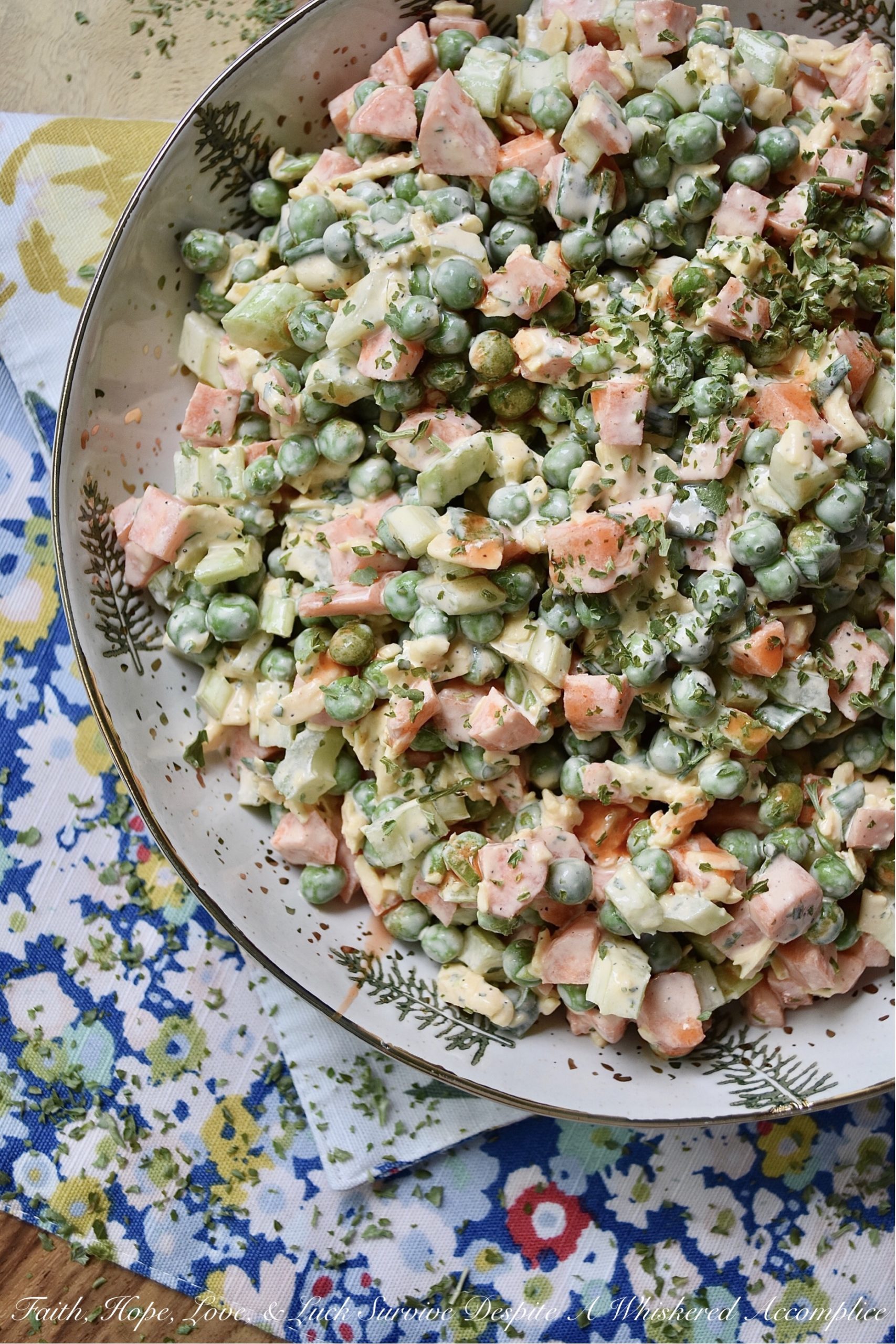 Crunchy Pea Salad with Creamy Buffalo Sauce