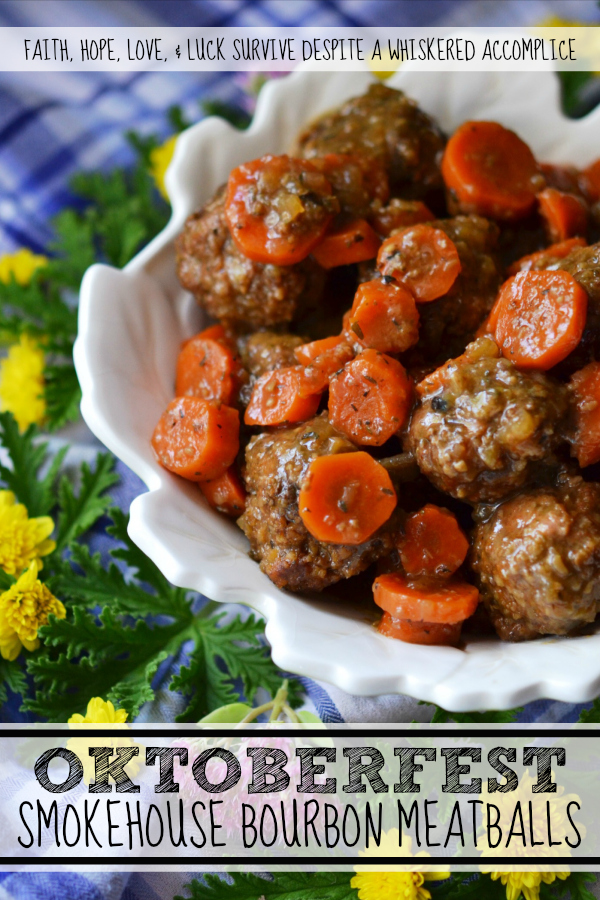 Oktoberfest Smokehouse Bourbon Meatballs - Celebrate Octoberfest this year with a little bit of help from Stubb's Smokehouse Bourbon Cookin' Sauce. With the help of Stubb's, you'll have flavorful crockpot meatballs in almost no time at all. Perfect for game day, Oktoberfest, or just a snack-dinner Thursday.