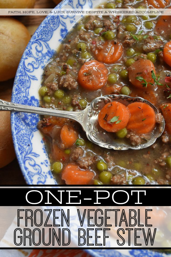 One-Pot Frozen Vegetable Ground Beef Stew - Comfort food doesn't require a lot of time to make and it also doesn't have to be super-fattening. With this healthier ground beef stew recipe, you can use frozen vegetables to save on prep time while still enjoying a comforting bowl of beef stew for dinner. Add on a fresh garden salad and/or a warm dinner roll and dinner is served.