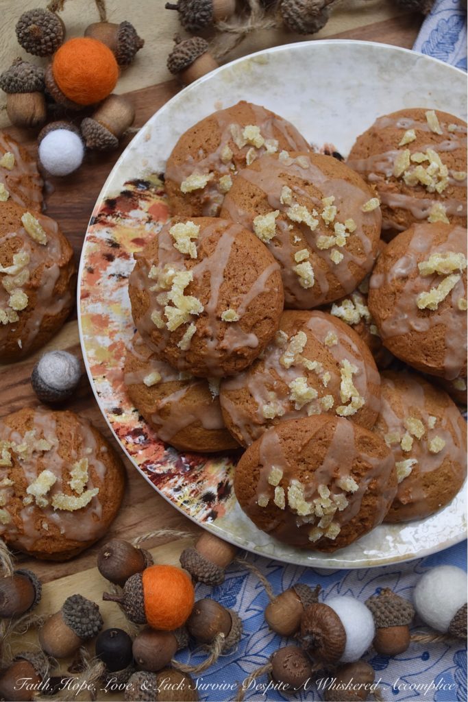 Crystallized Ginger Pumpkin Gingerbread Cookies - Add an extra touch of flavor to your autumn pumpkin cookies with the addition of crystallized ginger. These cookies are soft, chewy, flavorful, and have just the right hint of pumpkin and ginger spice to help you celebrate the season. Pumpkin spice is nice, but guess what? Crystallized ginger pumpkin spice is where it's really at.