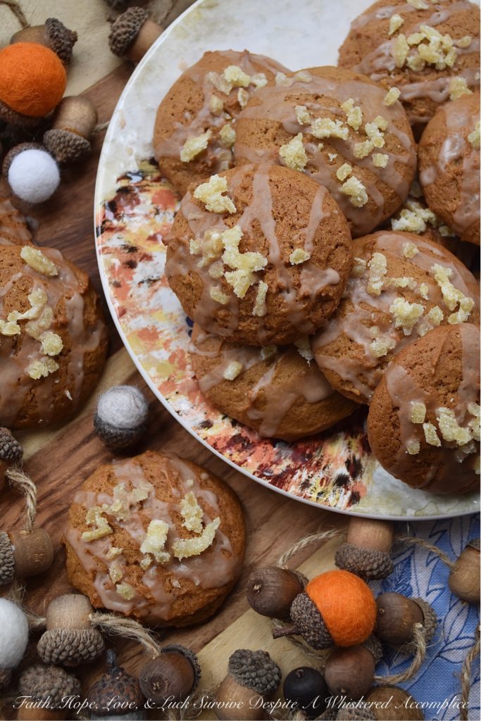 Crystallized Ginger Pumpkin Gingerbread Cookies - Add an extra touch of flavor to your autumn pumpkin cookies with the addition of crystallized ginger. These cookies are soft, chewy, flavorful, and have just the right hint of pumpkin and ginger spice to help you celebrate the season. Pumpkin spice is nice, but guess what? Crystallized ginger pumpkin spice is where it's really at.