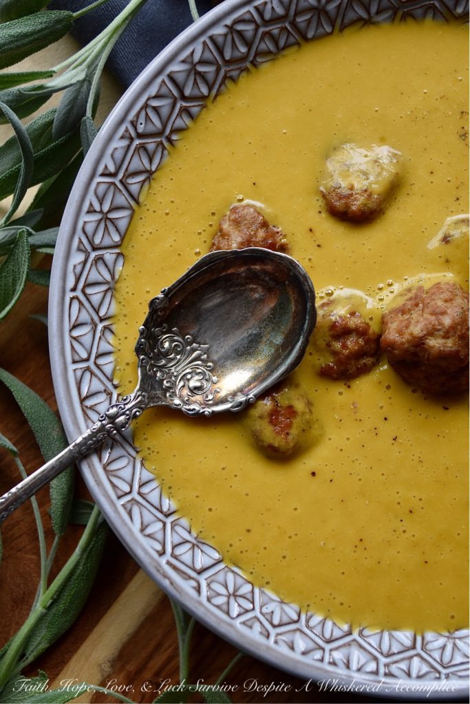 Pumpkin Ale Soup with Pork Eyeball Meatballs - This festive and frighteningly vibrant orange pumpkin ale soup is the perfect treat for Halloween night. It's horrifyingly easy to make, and after being blended, it's alarmingly creamy and spine-chillingly flavorful. Add in a few baked pork eyeball meatballs, and you've got a spooktacular dinner that everyone in your family will die for.