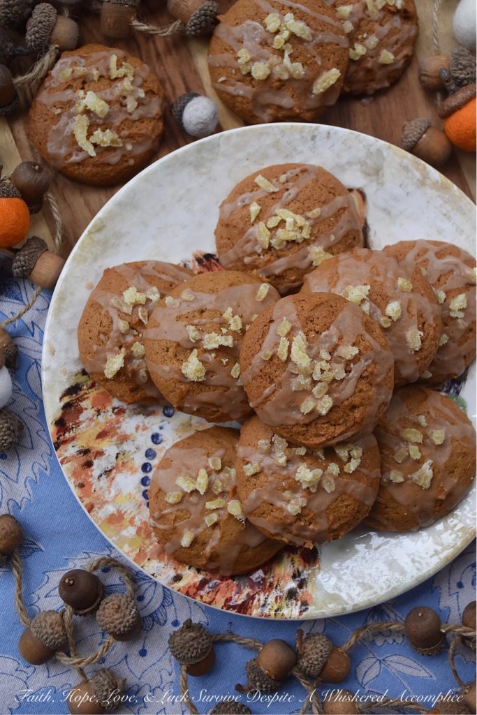 Crystallized Ginger Pumpkin Gingerbread Cookies - Add an extra touch of flavor to your autumn pumpkin cookies with the addition of crystallized ginger. These cookies are soft, chewy, flavorful, and have just the right hint of pumpkin and ginger spice to help you celebrate the season. Pumpkin spice is nice, but guess what? Crystallized ginger pumpkin spice is where it's really at.