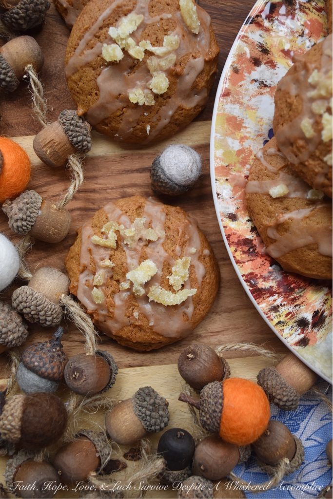 Crystallized Ginger Pumpkin Gingerbread Cookies - Add an extra touch of flavor to your autumn pumpkin cookies with the addition of crystallized ginger. These cookies are soft, chewy, flavorful, and have just the right hint of pumpkin and ginger spice to help you celebrate the season. Pumpkin spice is nice, but guess what? Crystallized ginger pumpkin spice is where it's really at.