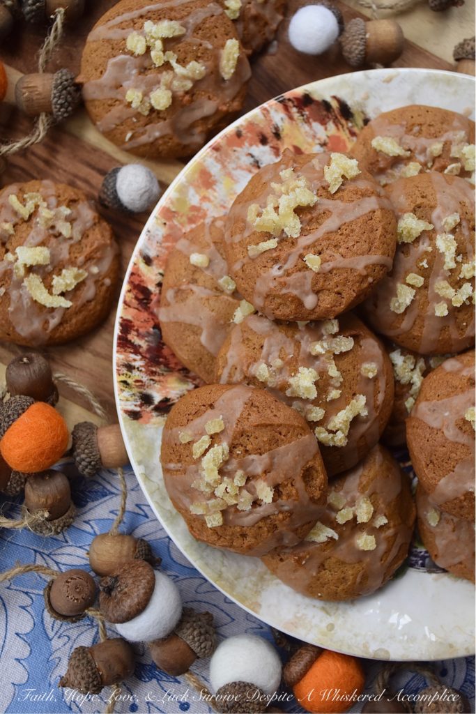 Crystallized Ginger Pumpkin Gingerbread Cookies - Add an extra touch of flavor to your autumn pumpkin cookies with the addition of crystallized ginger. These cookies are soft, chewy, flavorful, and have just the right hint of pumpkin and ginger spice to help you celebrate the season. Pumpkin spice is nice, but guess what? Crystallized ginger pumpkin spice is where it's really at.