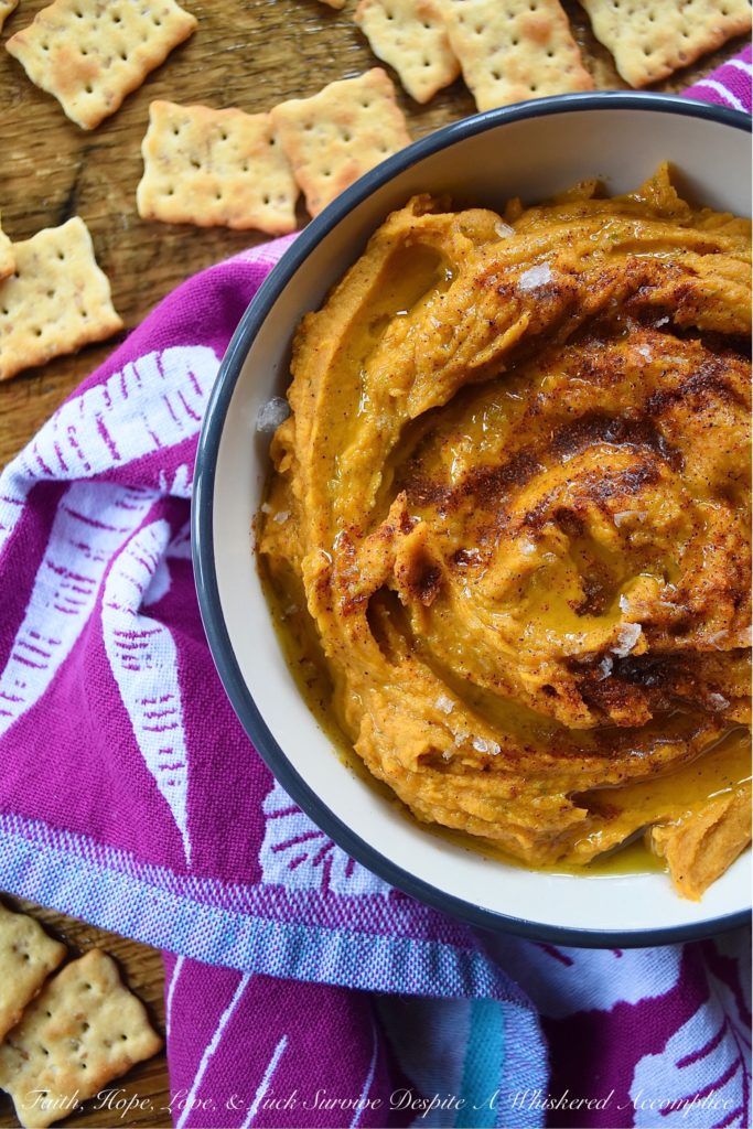 Lemony Chili Roasted Sweet Potato Hummus - Looking for a healthy appetizer recipe with tons of flavor? Instead of snacking on traditional garbanzo bean or chickpea hummus, why not liven it up with the addition of a roasted sweet potato? A little bit of chili powder and fresh lemon juice help to balance everything out, with just a touch of honey for sweetness. You'll definitely love dipping crackers, bread, or even fresh vegetables into this delicious lemony hummus.