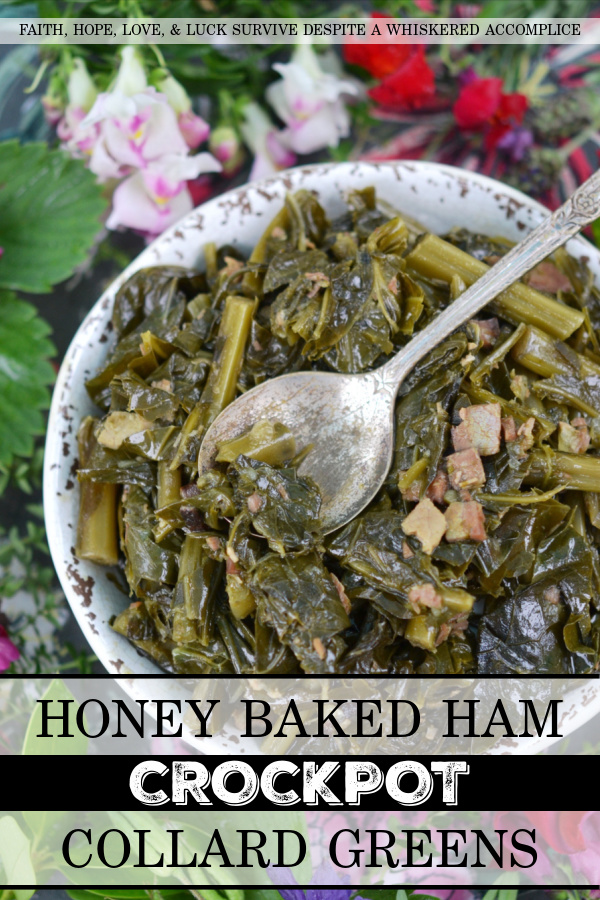 Honey Baked Ham Crockpot Collard Greens - Don't let that leftover honey baked ham bone go to waste. Instead, use it to make ham stock, which you can then use to make these comforting sweet and spicy collard greens in a crockpot or slow cooker. You'll discover that this flavorful side dish is truly a great accompaniment to almost any meal.