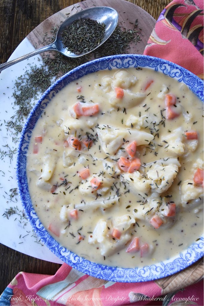 One-Pot Cauliflower & Cheddar Soup with Thyme - Broccoli and cheddar soup is, of course, one of the greatest soups ever invented. However, I'm willing to bet, that after you've tried this cauliflower and cheese version of the same soup, with dried thyme and a few other seasonings, you'll have a hard time admitting that it's not even better. And, as an added bonus, it is made using only one pot. You just gotta love a quick, comforting, weeknight one-pot recipe.
