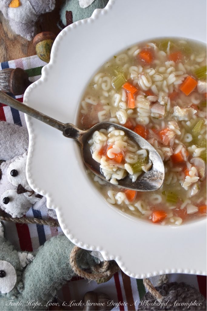 Rotisserie Chicken Alphabet Soup - Everyone has their favorite childhood soup, which they often turn to when they are in need of serious comfort. For me, that soup is definitely chicken noodle soup made with alphabet pasta. A few carrots, some celery, a store-bought rotisserie chicken, and a few herbs and spices are all that is needed to make this delicious, healthy, and comforting rotisserie chicken alphabet soup.