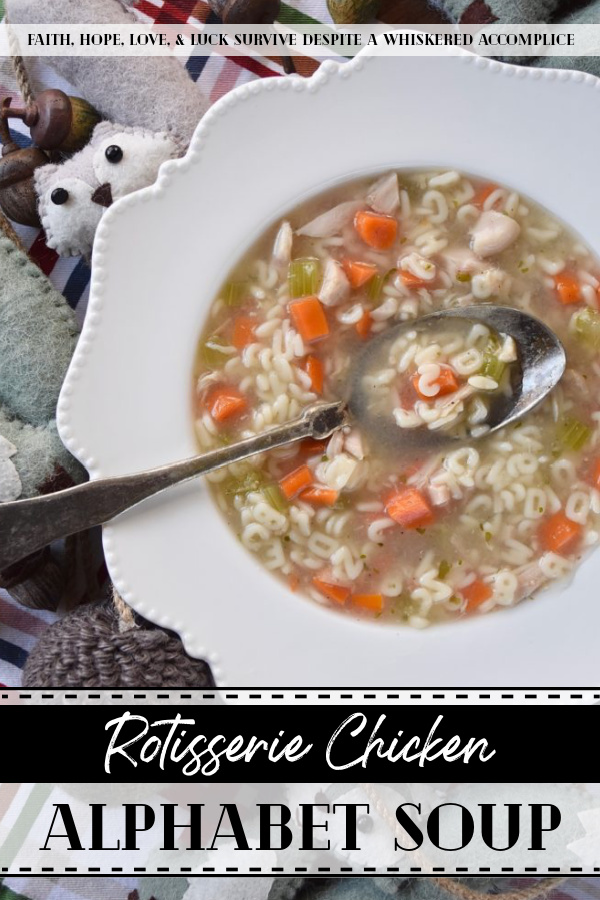 Rotisserie Chicken Alphabet Soup - Everyone has their favorite childhood soup, which they often turn to when they are in need of serious comfort. For me, that soup is definitely chicken noodle soup made with alphabet pasta. A few carrots, some celery, a store-bought rotisserie chicken, and a few herbs and spices are all that is needed to make this delicious, healthy, and comforting rotisserie chicken alphabet soup.