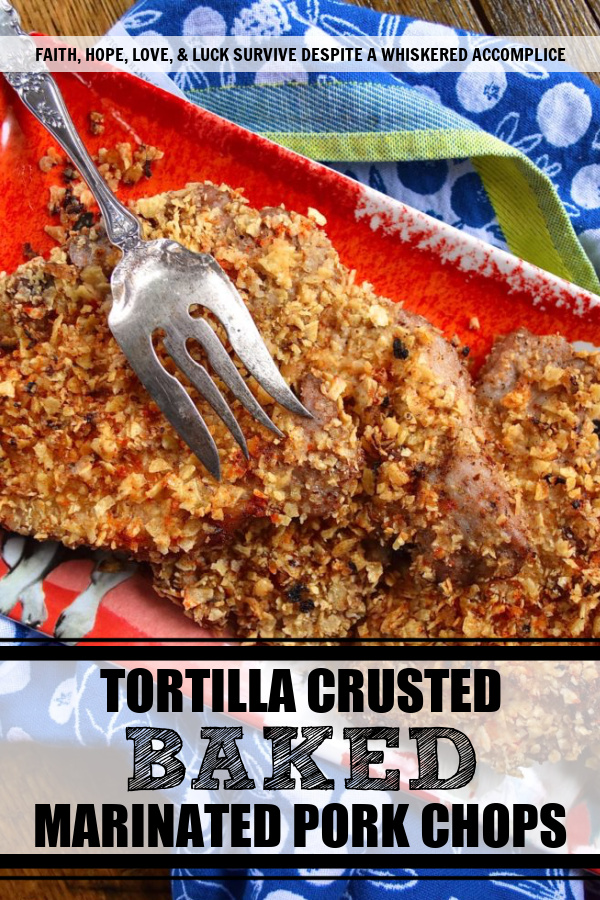Tortilla Crusted Baked Marinated Pork Chops - We're all looking for a baked pork chop recipe with great flavor. However, more often than not, baked pork chops tend to be dry, rubbery, and disappointing. With this tortilla-crusted marinated pork chop recipe, that won't be a problem. Thanks to the simple overnight marinade, these pork chops come out of the oven super juicy and flavorful. And, the tortilla crust makes them even more amazing.