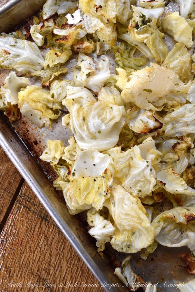 Sexy Irish Butter Oven-Roasted Cabbage - Who says that vegetables can't be sexy? Imagine, a gorgeous head of green cabbage, oven-roasted to golden perfection with rich, decadent, golden Irish butter. Now, imagine, a little bit of freshly ground black pepper, dried parsley, and freshly grated nutmeg on top of that perfectly roasted cabbage. I don't know about you, but that sounds pretty darn sexy to me.
