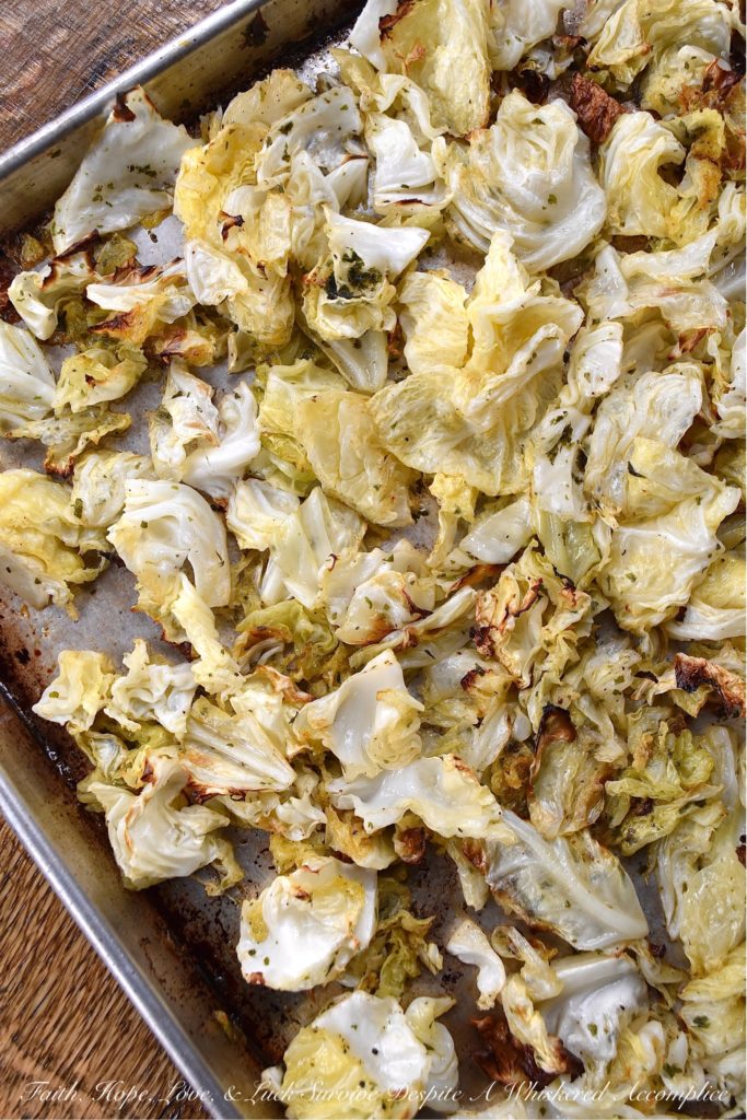Sexy Irish Butter Oven-Roasted Cabbage - Who says that vegetables can't be sexy? Imagine, a gorgeous head of green cabbage, oven-roasted to golden perfection with rich, decadent, golden Irish butter. Now, imagine, a little bit of freshly ground black pepper, dried parsley, and freshly grated nutmeg on top of that perfectly roasted cabbage. I don't know about you, but that sounds pretty darn sexy to me.