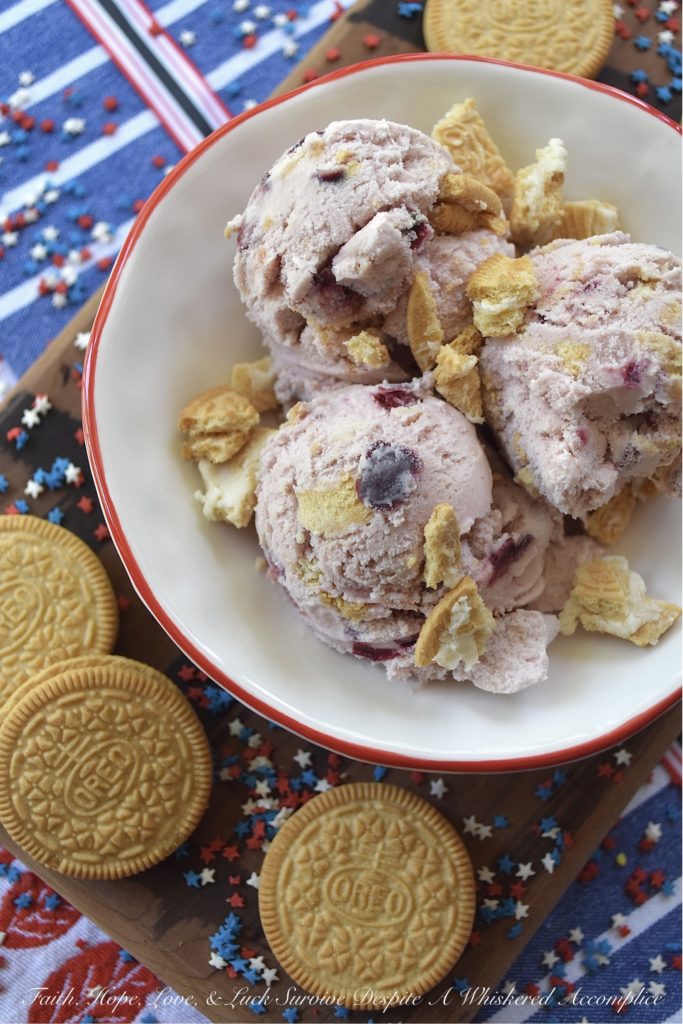 Summer Cherry Pie Ice Cream - With this summer cherry pie ice cream, you won't have to decide between pie and ice cream, because you can have them both at the same time. And, since crushed golden sandwich cookies are folded into this ice cream to give it its pie-like crust, you won't even need to worry about turning your oven on during the hot summer heat. There really is no better way to enjoy fresh summer cherries than this sweet, creamy, and absolutely decadent frozen dessert.