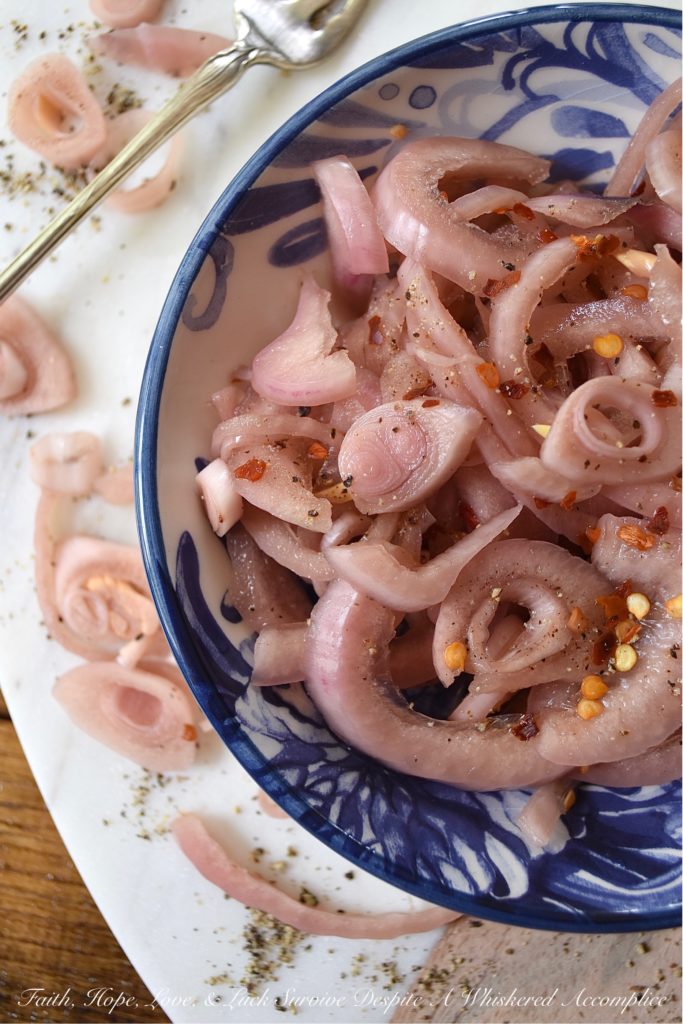 Black Pepper Quick Pickled Red Onions - Pickled red onions are a great zesty addition to almost any meal. Add a few to tacos, potato salad, hamburgers, salsa, corn salad, or even deviled eggs. Honestly, they go great on, or in just, about anything. And, when you add in a healthy dose of freshly ground black pepper, these quick pickled red onions definitely pack a lot of peppery extra zestiness.