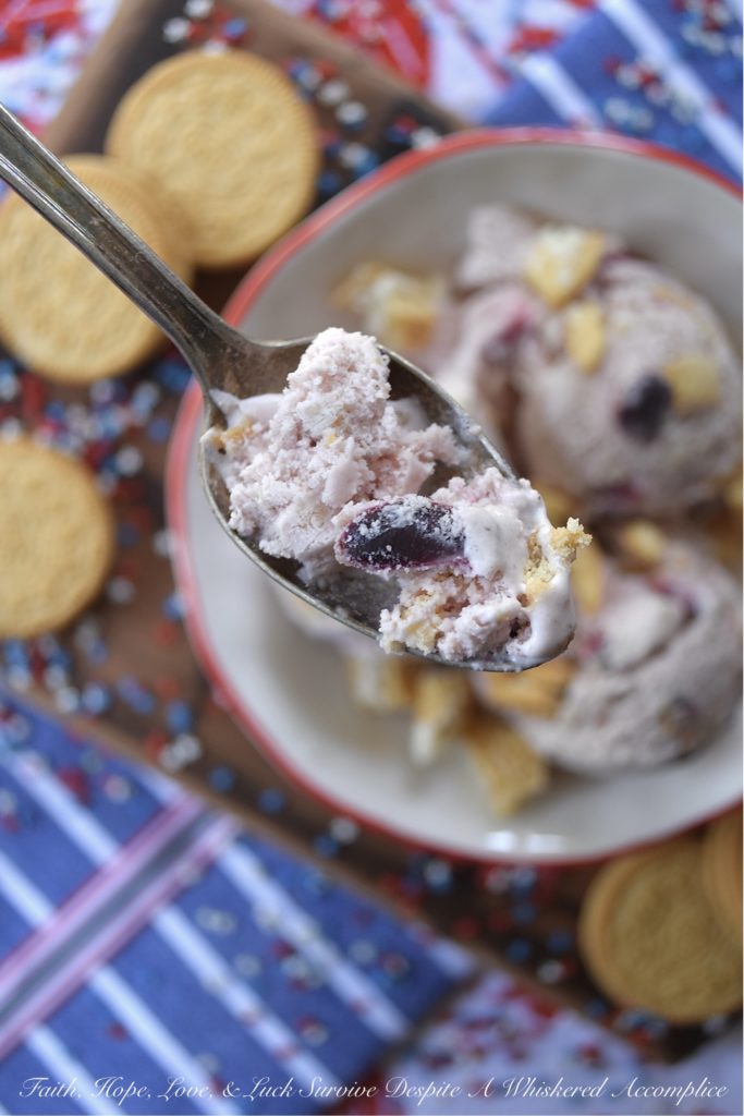 Summer Cherry Pie Ice Cream - With this summer cherry pie ice cream, you won't have to decide between pie and ice cream, because you can have them both at the same time. And, since crushed golden sandwich cookies are folded into this ice cream to give it its pie-like crust, you won't even need to worry about turning your oven on during the hot summer heat. There really is no better way to enjoy fresh summer cherries than this sweet, creamy, and absolutely decadent frozen dessert.
