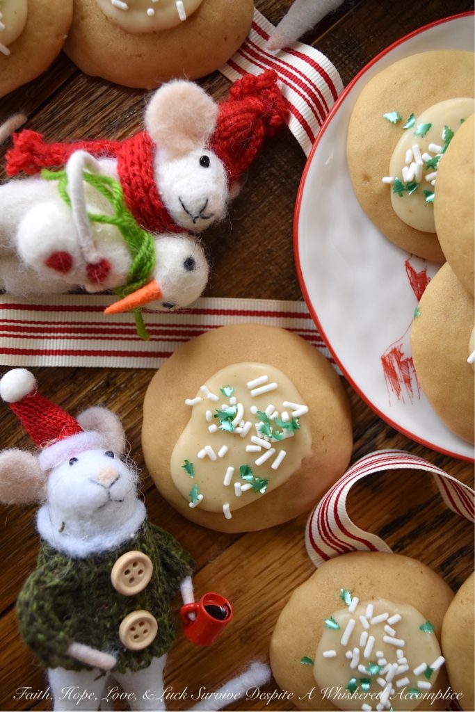 Old-Fashioned Jubilee Jumbles Cookies - This old-fashioned cookie recipe for Jubilee Jumbles will easily become a Christmas go-to recipe that your friends and family will look forward to each year. These large-batch cookies are soft, puffy, and have a cake or muffin-like texture. Plus, once you add on a dollop of butter icing and a few festive sprinkles, these cookies immediately become an attractive, not to mention an extremely delicious holiday treat.