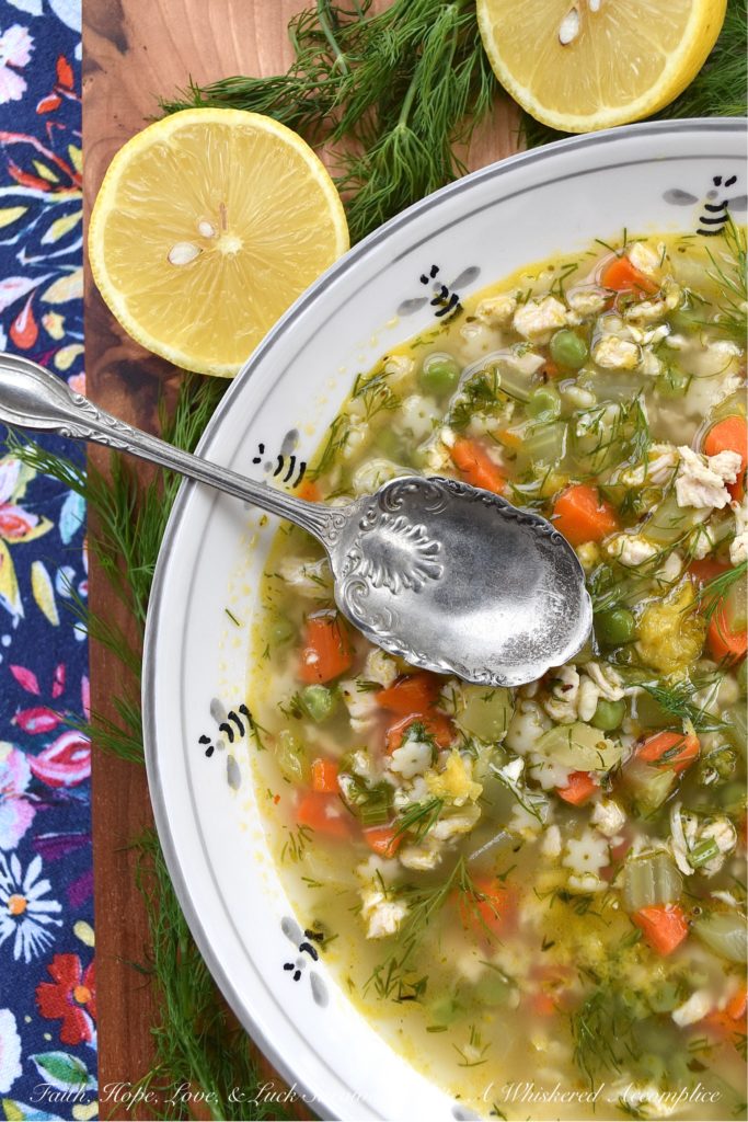 Chicken & Stars Soup with Peas & Fresh Dill - This homemade chicken soup will definitely make you rethink your urge to grab a can of store-bought canned soup the next time you head to the market and walk down the soup aisle. With star-shaped pasta, frozen baby peas, and a generous amount of fresh dill, this chicken and stars soup is flavorful, healthy, and a great way to use up leftover bits of rotisserie chicken.