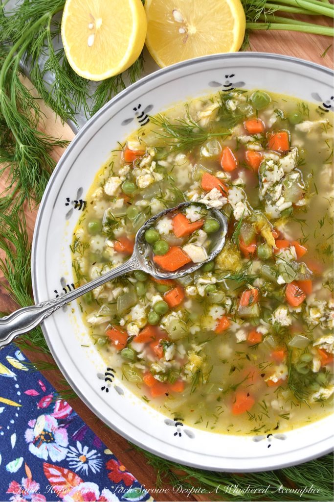 Chicken & Stars Soup with Peas & Fresh Dill - This homemade chicken soup will definitely make you rethink your urge to grab a can of store-bought canned soup the next time you head to the market and walk down the soup aisle. With star-shaped pasta, frozen baby peas, and a generous amount of fresh dill, this chicken and stars soup is flavorful, healthy, and a great way to use up leftover bits of rotisserie chicken.