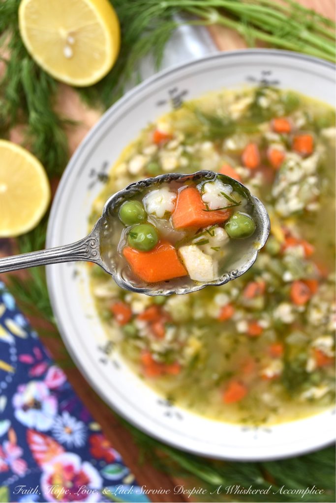 Chicken & Stars Soup with Peas & Fresh Dill - This homemade chicken soup will definitely make you rethink your urge to grab a can of store-bought canned soup the next time you head to the market and walk down the soup aisle. With star-shaped pasta, frozen baby peas, and a generous amount of fresh dill, this chicken and stars soup is flavorful, healthy, and a great way to use up leftover bits of rotisserie chicken.
