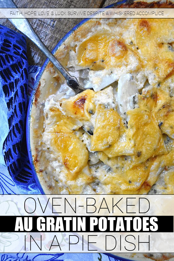 Oven-Baked Au Gratin Potatoes in a Pie Dish - This easy-to-make oven-baked au gratin potato side dish will definitely become one of your new go-to recipes. So, grab a pie dish, slice up some potatoes, and crank up that oven. It's time to make some creamy, cheesy, comforting au gratin potatoes for dinner.