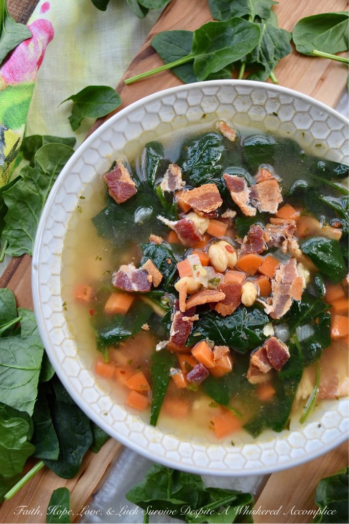 Spinach & Chickpea Soup with Bacon & Beer - This flavorful soup is a great way to put a healthy meal on the table, while still indulging in a guilty pleasure or two at the same time. The carrots, fresh spinach, and chickpeas work so well with the beer used in this soup's broth and the crispy bacon garnish adds just the right amount of salty deliciousness that's almost impossible to resist.