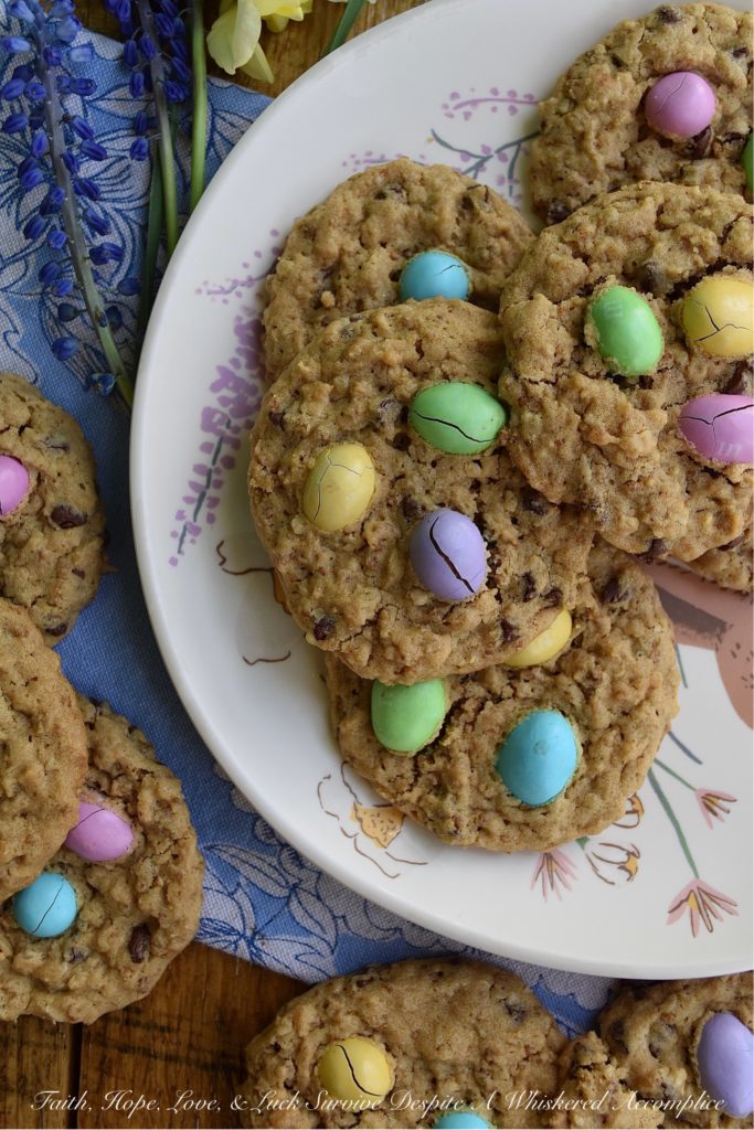 Chewy Peanut Butter Crunchy Bird's Nest Cookies - If you like your cookies to be both chewy and crunchy at the same time, then this peanut butter cookie recipe is going to become your new best friend. Not only are these cookies topped with everyone's favorite candy, Peanut M&M's, but they're also packed with peanut butter flavor. Your biggest issue with these cookies will be finishing them before they crumble in your hands because these cookies are super-delicate. But you know what? A few crumbles are so worth it.