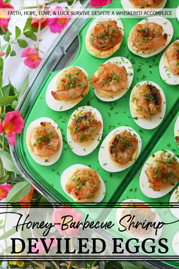 Honey-Barbecue Shrimp Deviled Eggs - Just when you think a deviled egg couldn't possibly get any more delicious, these Honey-Barbecue Shrimp Deviled Eggs come along. They're slightly sweet, tangy, and zesty, all while still remaining insanely creamy. Adding honey-barbecue basted shrimp to deviled eggs definitely makes them almost sinful.