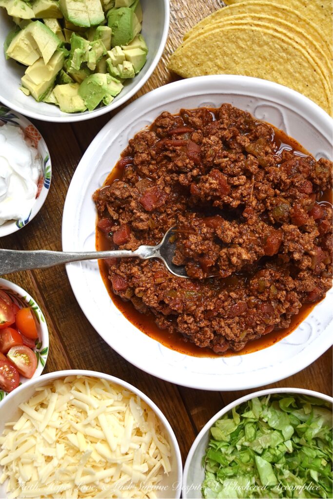 One-Skillet Green Chile Ground Turkey Taco Meat - Taco meat is one of the most versatile recipes you can make on a busy weeknight. It can be used to make hard or soft tacos, served over rice, used to make taco bowls, or even served on top of crispy tortilla chips. And with this healthy ground turkey one-skillet taco meat recipe, made using canned tomatoes and green chiles, you won't be stuck having to clean a lot of dishes afterward. Lots of homemade flavor with very little effort involved.