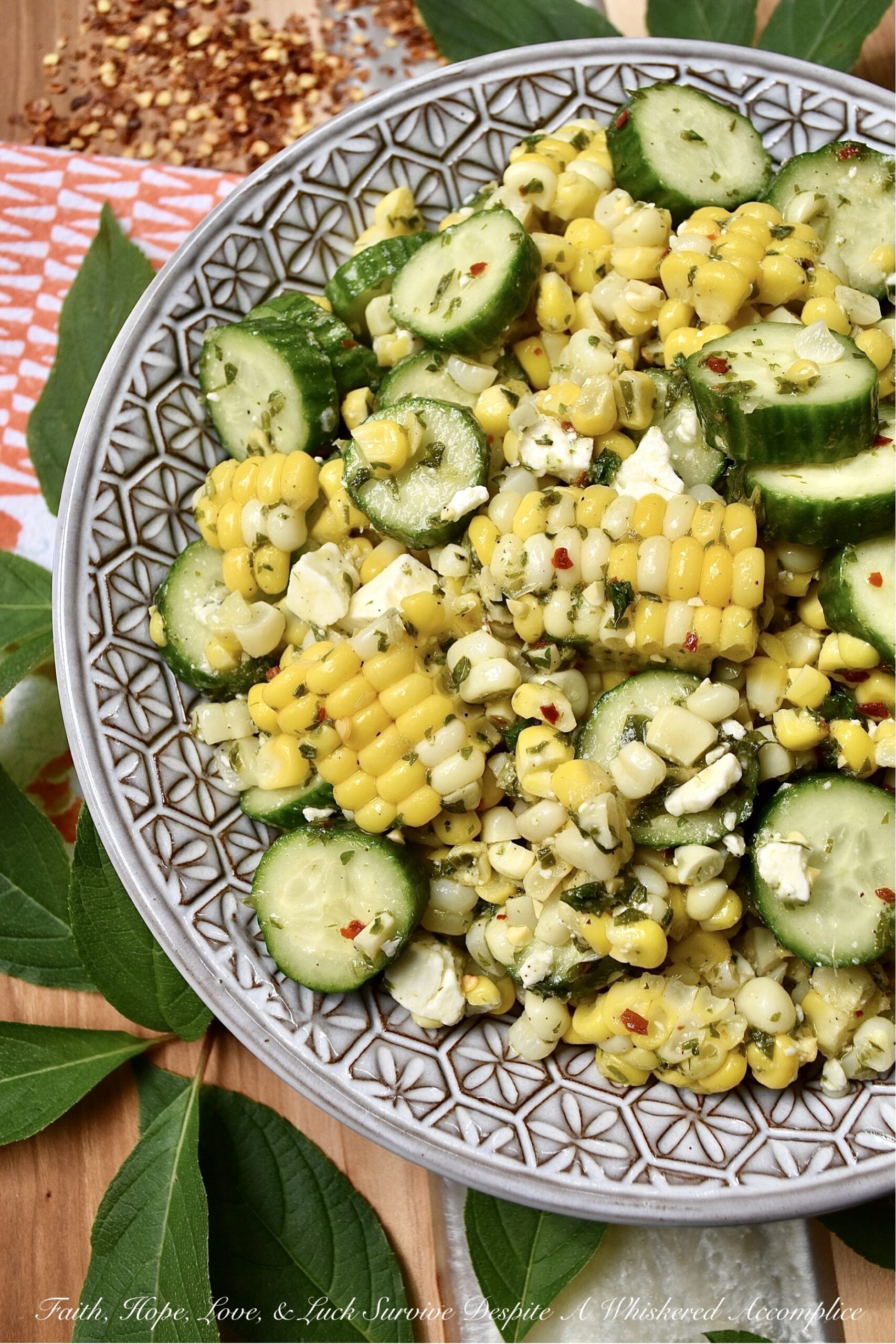 Greek Summer Corn & Cucumber Salad with Feta