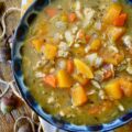 Healthy Butternut Squash & Chicken Soup - This autumn butternut squash and ground chicken one-pot soup recipe will satisfy your entire family with its amazing flavor and vibrant color. Add in the fact that this soup is super-healthy and what's not to like? This is definitely a fall recipe that you'll want to make over and over again.