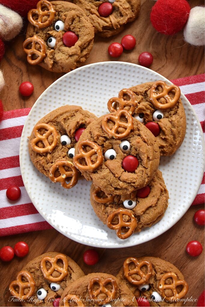 Reindeer Molasses Spice Cookies - These molasses spice cookies are the perfect sweet treat to leave out for Santa this Christmas Eve. And, with the addition of mini pretzel antlers, candy eyeballs, and chocolate M&M's noses, these easy-to-decorate sweet spice-filled molasses reindeer cookies will definitely ensure that you make Santa's Nice List this holiday season.