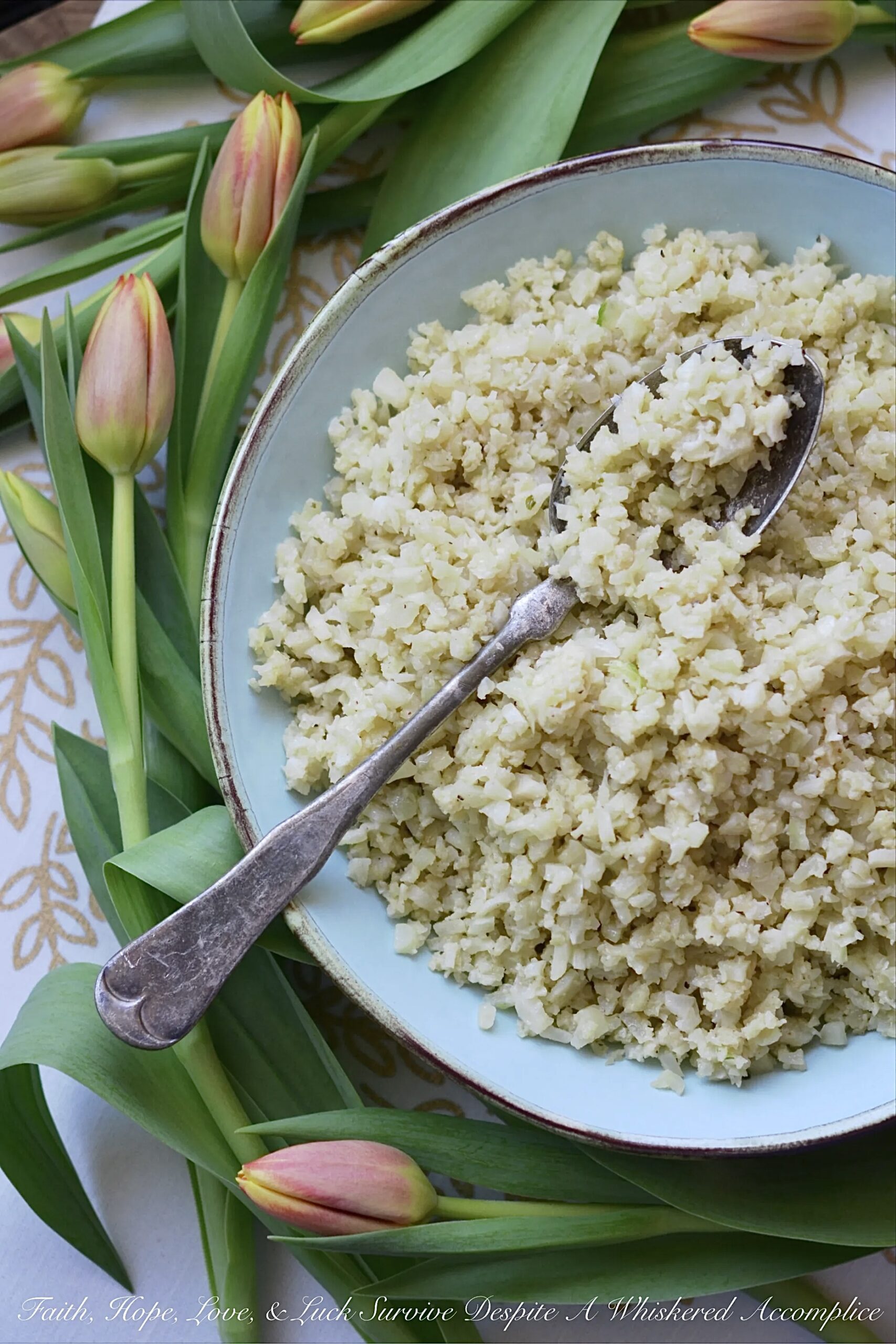 Garlicky Asiago Cauliflower Rice