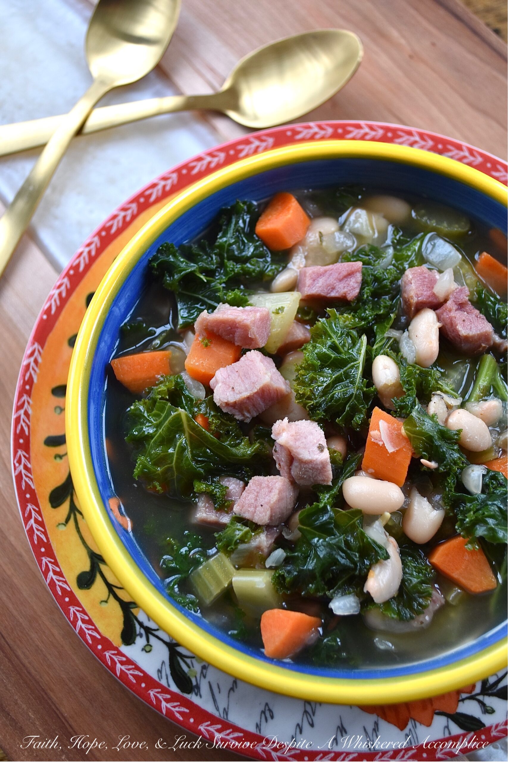 White Bean & Ham Soup with Kale (Ham Steak)