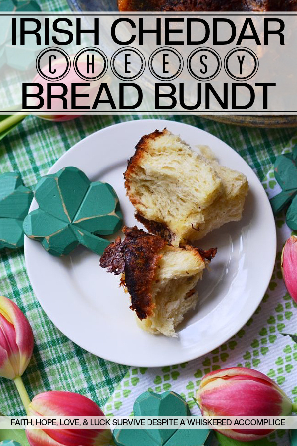 Irish Cheddar Cheesy Bread Bundt - Irish cheddar, beer, and butter help to make this pull-apart yeasted bread Bundt an instant fan favorite.