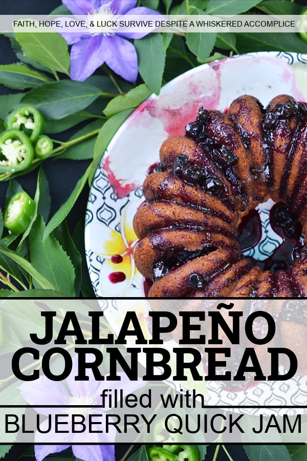 Jalapeño Cornbread Filled with Blueberry Quick Jam - Jalapeños and fresh blueberries come together in this recipe to make the most deliciously sweet and spicy cornbread you've ever tasted.