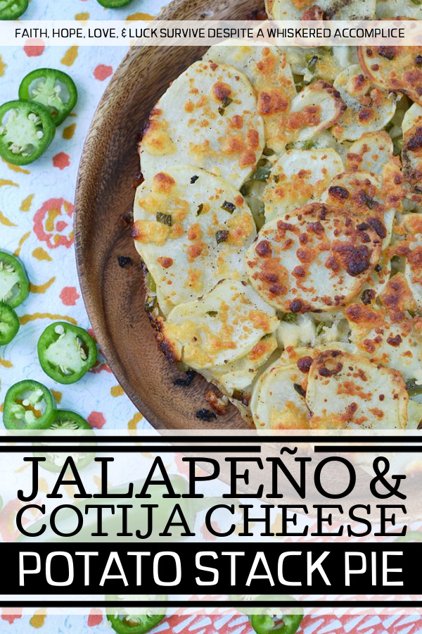 Jalapeño & Cotija Cheese Potato Stack Pie - Pie isn't just for dessert anymore. Stacking thinly sliced potatoes with layers of minced jalapeños and crumbled cotija cheese, to make a potato stack pie, helps turn ordinary spuds into something truly spectacular, especially when served with salsa and sour cream.