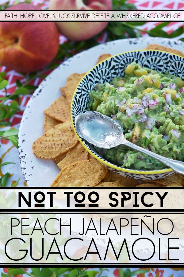 Not Too Spicy Peach Jalapeño Guacamole - Fresh jalapeño and summer-ripe peaches give this creamy guacamole so much flavor. And while this guacamole has a little bit of a kick from the jalapeño, it's not so spicy that it will burn your taste buds off.