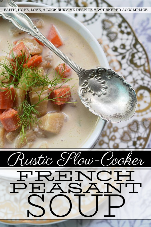 Rustic Slow-Cooker French Peasant Soup - Who knew that living like a French peasant could taste so good? This slow-cooker rustic potato, carrot, and fennel soup will completely satisfy your busy weeknight cravings and still allow you time to have a movie night with your family.