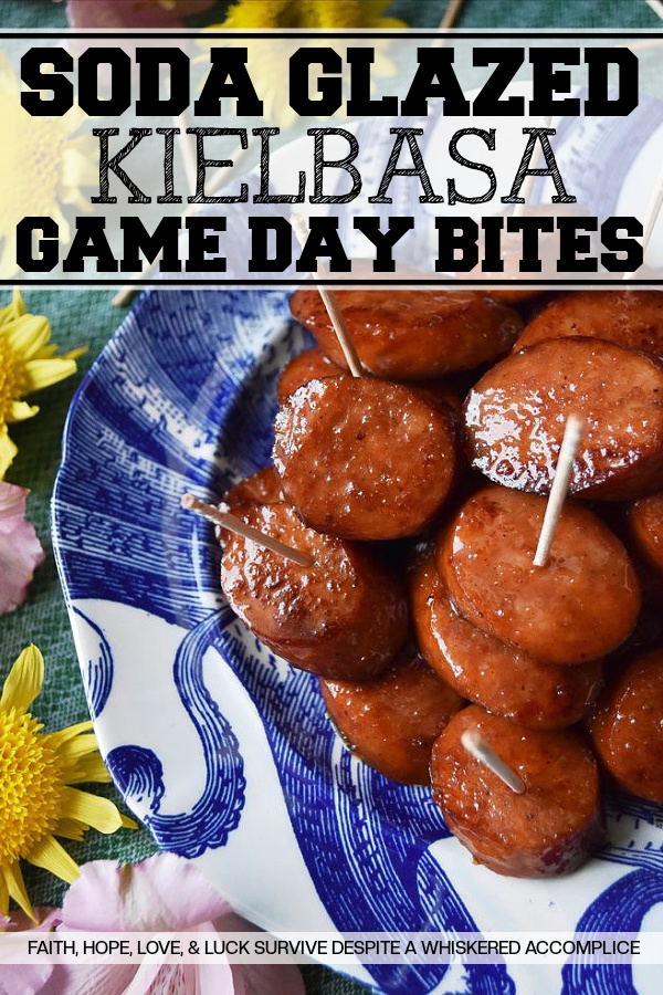 Soda Glazed Kielbasa Game Day Bites - These sweet and spicy soda glazed Polish kielbasa appetizers are made using one pan, take less than 20 minutes to make, and are sure to be a huge hit at your next football party. Soda, brown sugar, cayenne pepper, and a few other seasonings give these little game day bites a real flavor kick that your guests will absolutely love. Now, if only the Super Bowl commercials are half as good, we'll really have something to celebrate.