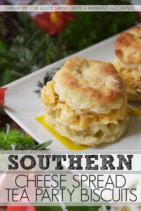 Southern Cheese Spread Tea Party Biscuits - Every tea party needs a few savory food options to balance out the menu and these bread and butter pickle buttermilk biscuits filled with a flavorful southern cheese spread definitely fill that need. They're the perfect size for snacking too, which means that you may want to make more than one batch because they'll disappear surprisingly fast.