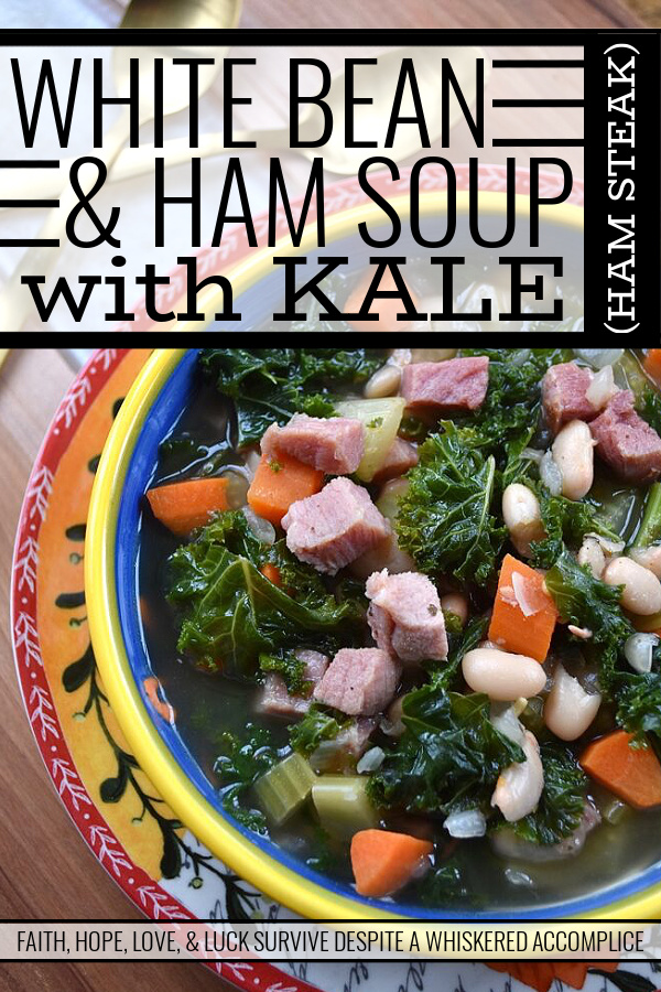 White Bean & Ham Soup with Kale (Ham Steak) - The next time you're tempted to buy a huge bag of chopped fresh kale leaves at your local market, don't hold back. This white bean and ham soup will turn that simple bag of kale into a healthy meal your entire family will love, with the help of a ham steak, vegetables, canned white beans, and a few other simple ingredients.