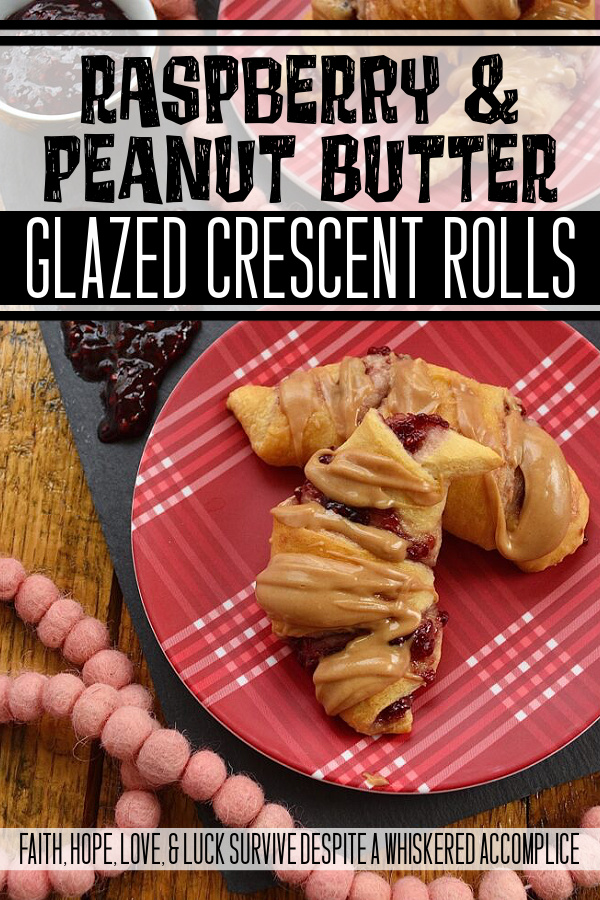 Raspberry & Peanut Butter Glazed Crescent Rolls - Are you a huge PB&J fan? Are peanut butter and jelly two of your favorite can't live without ingredients? If so, you're going to totally swoon over these raspberry and peanut butter glazed crescent rolls. I mean, how can you resist a crescent roll stuffed with raspberry preserves, jam, or jelly? Especially when it's topped with a smooth, creamy, and decadent peanut butter glaze.