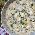 Fish & Potato Chowder with Irish Whiskey - This one-pot fish chowder is an easy-to-make recipe that uses bite-sized chunks of skinless boneless cod, peeled red potatoes, and a touch of Irish whiskey for added flavor. For the broth, a can of evaporated milk, a little bit of half and half, and a few tablespoons of butter help give this chowder a lovely creaminess, without making it over-the-top rich. This is a meal you can easily serve for Fish Friday, St. Patrick's Day, or even on a normal hectic weekday evening.