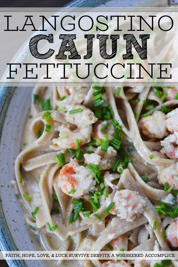 Langostino Cajun Fettuccine - Frozen langostino tails are simmered in a simple cream sauce along with garlic and Cajun seasoning before being piled on top of cooked fettuccine noodles. After being garnished with freshly chopped chives, this creamy, decadent, and slightly spicy pasta dish is ready to serve.