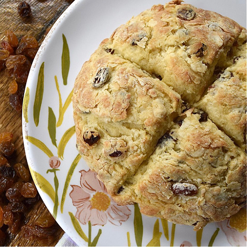 Soda Bread with Whiskey-Soaked Golden Raisins - 7 No-Yeast Bread Recipes for St. Patrick's Day - St. Patrick's Day is the perfect holiday to bake a warm crusty loaf of no-yeast bread. So, for those of you that suffer from a healthy fear of all things yeast, here are seven original recipes to accompany your traditional Irish fare that require absolutely no yeast. And, as a bonus to several recipes for delicious soda bread, you'll also find a few mouth-watering recipes for crescent rolls, muffins, and scones to help you celebrate the special holiday.