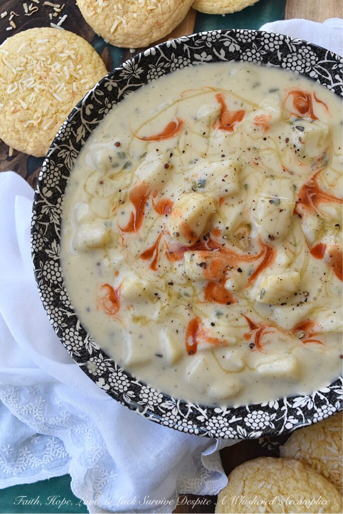 Granulated Garlic & Onion Potato Cheese Soup - When you don't have fresh garlic or onion on hand, you can still make a warm, comforting bowl of cheesy potato soup with ingredients you most likely have hanging out in your spice cabinet. Granulated or powdered garlic and onion add so much flavor to almost any recipe, especially when paired with other dried herbs and seasonings. This potato and cheese soup is the perfect example of how granulated or powdered garlic and onion can create a rich, creamy, flavorful bowl of cheesy goodness.